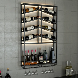 Industrial Wood & Metal Wall Mount Wine Rack