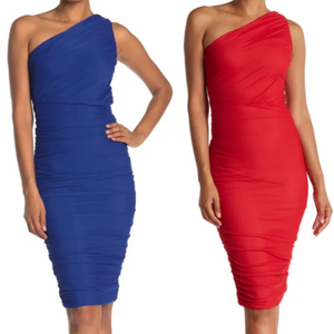 One-Shoulder Body-Con Midi Dress