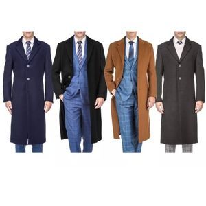 Men's Breasted Wool Blend Coat