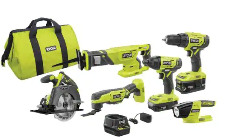 Ryobi 18V Lithium-Ion Cordless 6-Tool Combo Kit