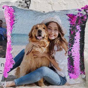 Custom Photo Flip Sequin Pillow Cover