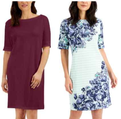 Karen Scott Cotton Split-Neck Dress