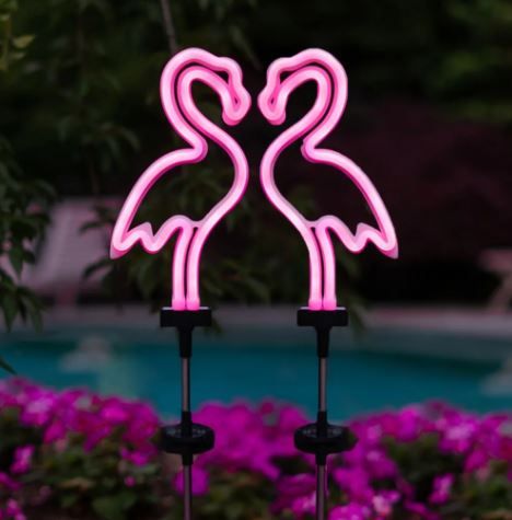 2-Pack Flamingo Solar LED Stake Lights