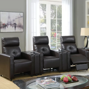 Faux Leather Reclining Theater Sectional