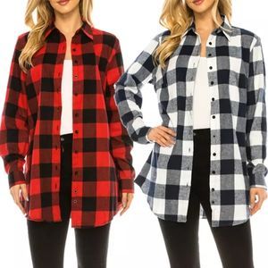 Women's Button Down Flannel Tunic Shirt