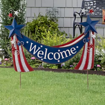 USA Welcome Banner Yard Stake