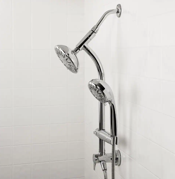 Glacier Bay 6-Spray Wall Bar Raincan Showerhead w/ Handshower