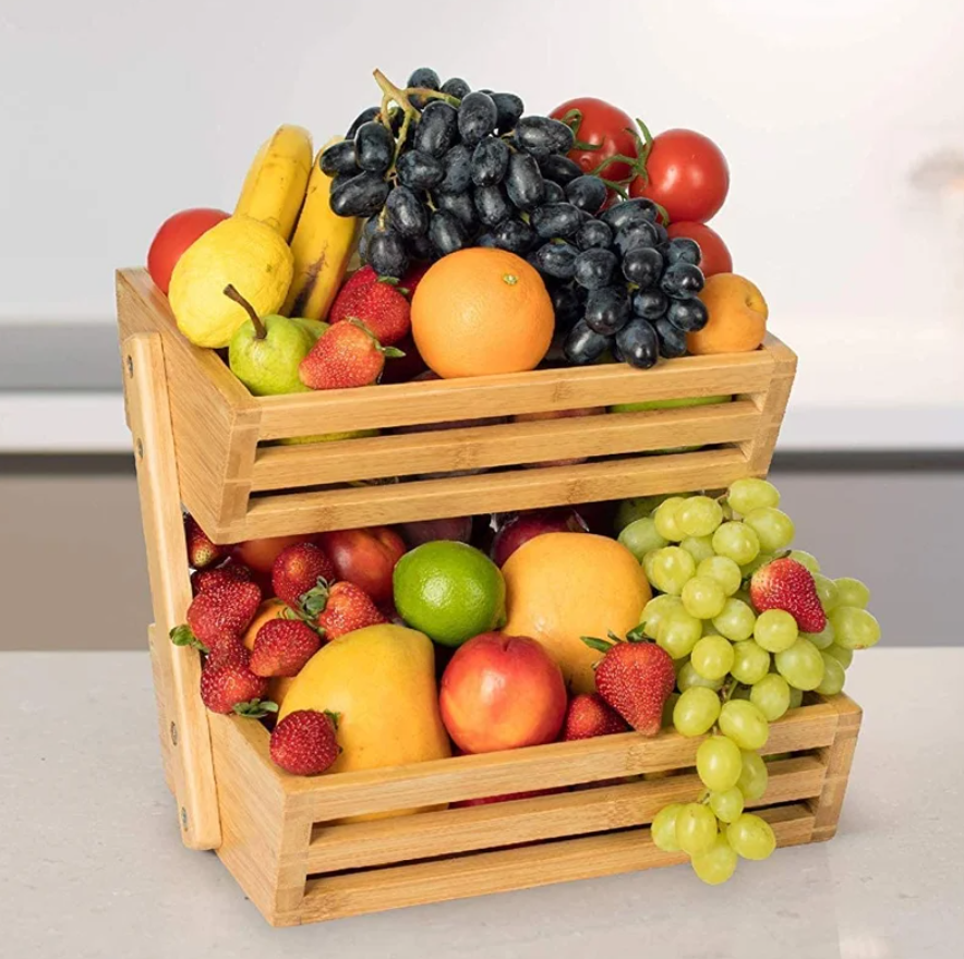 2-Tier Bamboo Fruit Basket