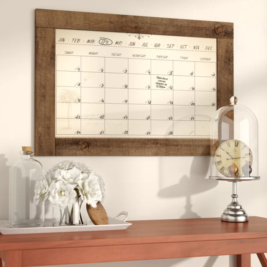 Wall Mount Dry Erase Calendar Board