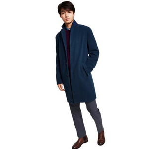 Tommy Hilfiger Men's Wool-Blend Trim Fit Overcoat