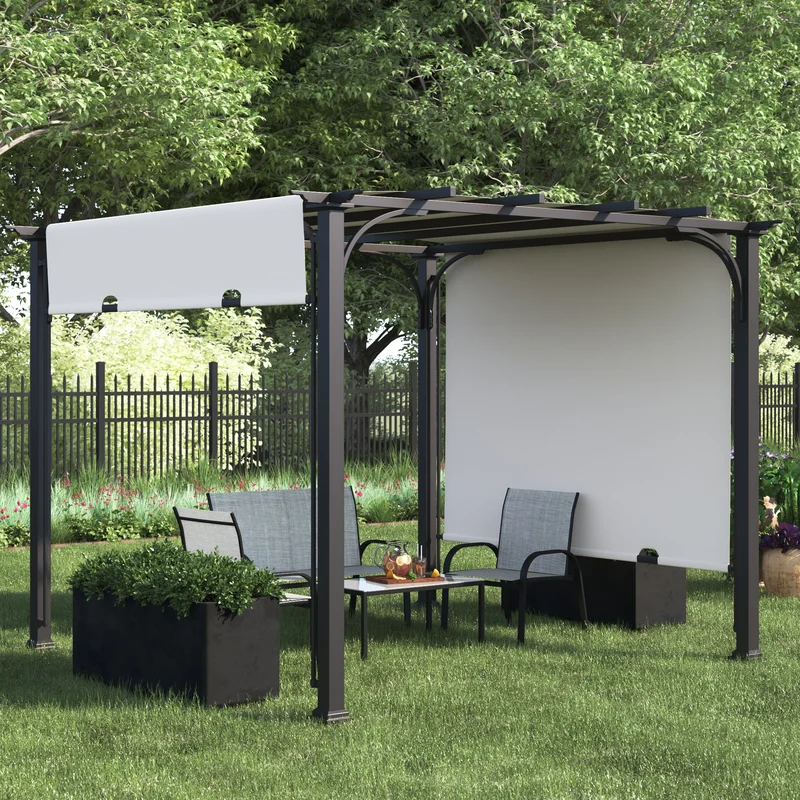 Outdoor 9′ x 9′ Steel Pergola w/ Canopy