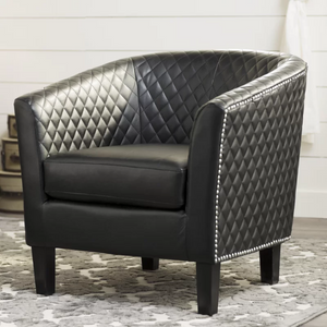 Faux Leather Tufted Barrel Chair