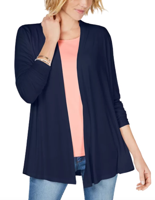 Karen Scott Women's Draped Open-Front Cardigan