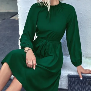 Fitted Long Sleeve Midi Dress