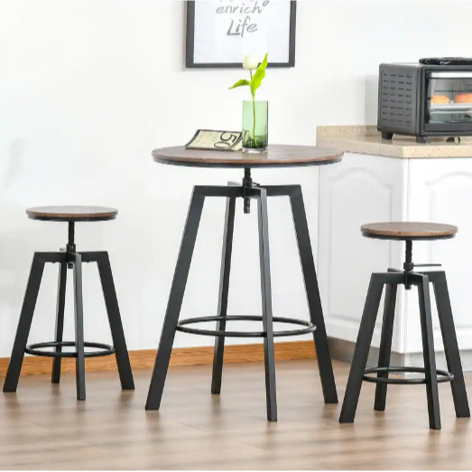 3-Piece Industrial Bar Table Set