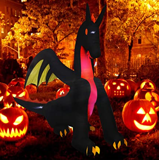 Inflatable 9' Halloween Dragon w/ LED Lights