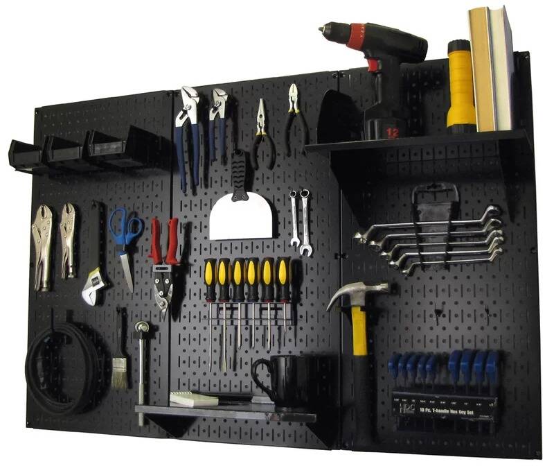 Wall Mounted Pegboard Garage Tool Storage