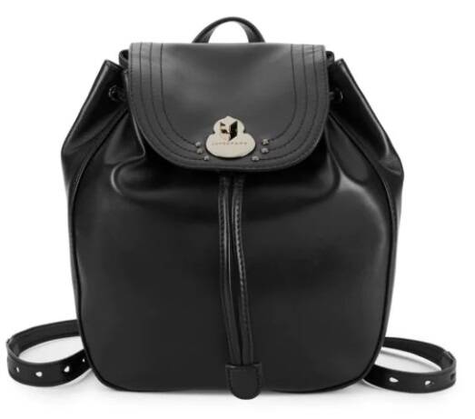 Longchamp Leather Flap Backpack