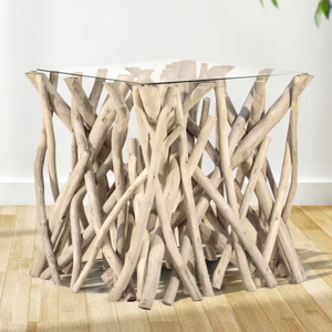 Glass Tree Stump End Table