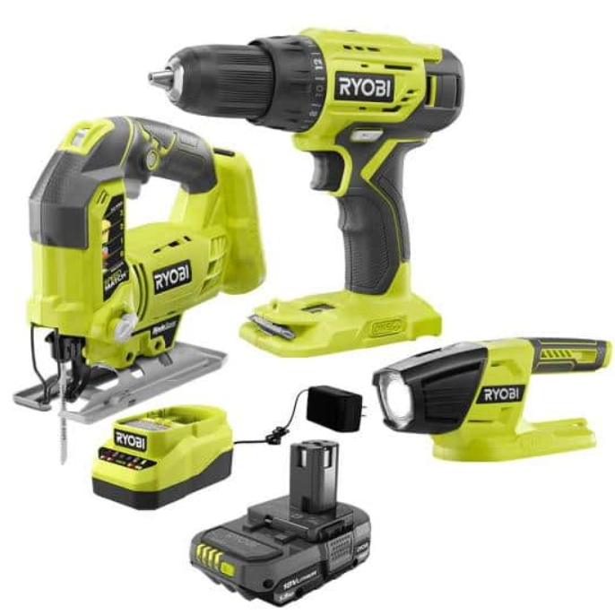 Ryobi ONE+ 18V Cordless 3-Tool Kit w/Battery & Charger