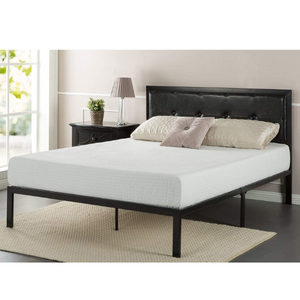 Platform Bed w/ Steel Slats and Faux Leather