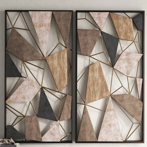 2-Piece Geometric Wood & Metal Wall Décor Set