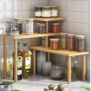 3-Tier Bamboo Countertop Corner Shelf