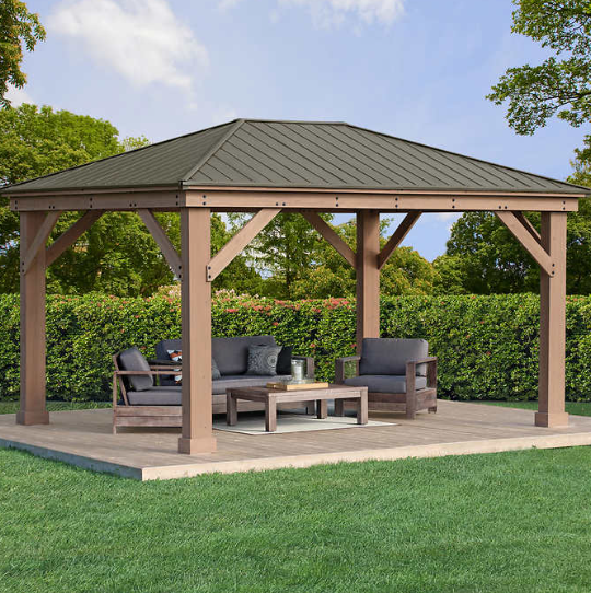 Cedar Wood 12' x 16' Aluminum Roof Gazebo