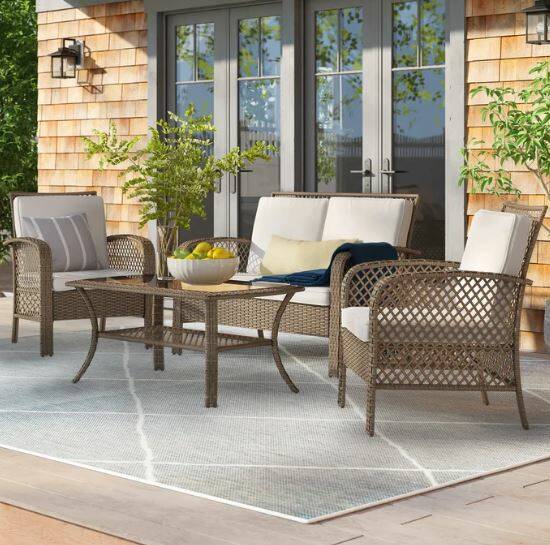 4-Piece Wicker Conversation Set