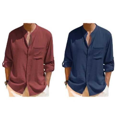 2-Piece Men's Linen Button Up Shirt