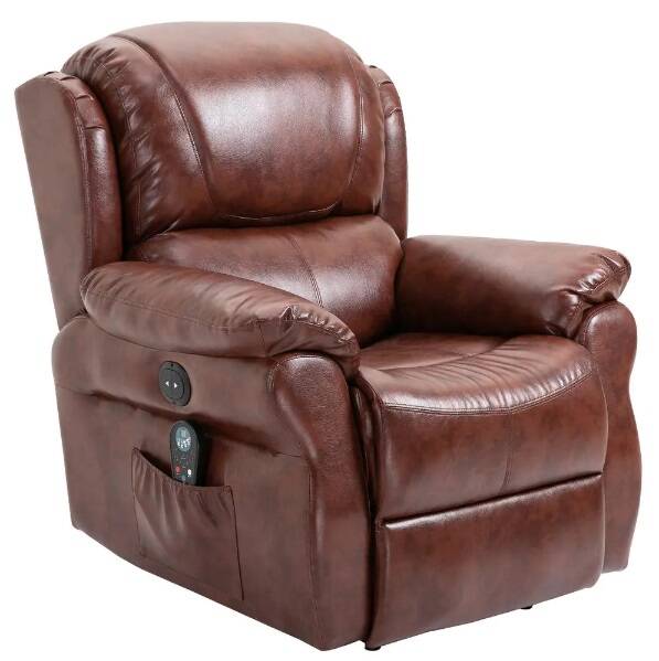 Leather Heated Massage Power Recliner