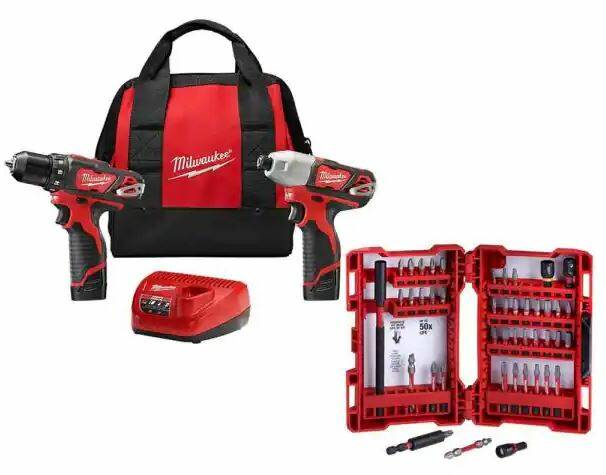 Milwaukee 12V Cordless Drill Driver/ Impact Driver & Bit Kit