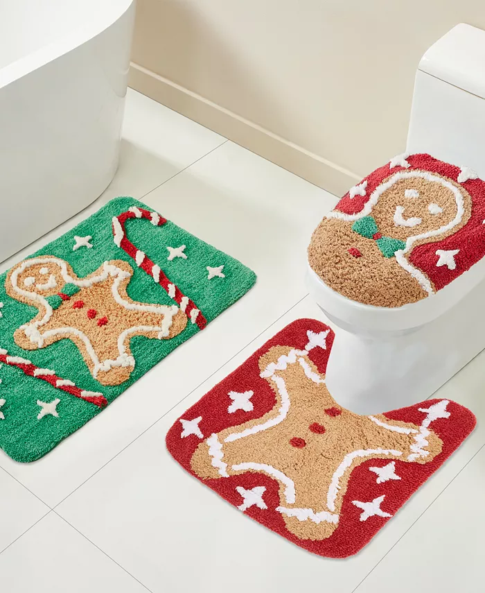 3-Piece Gingerbread Man Bath Rug Set