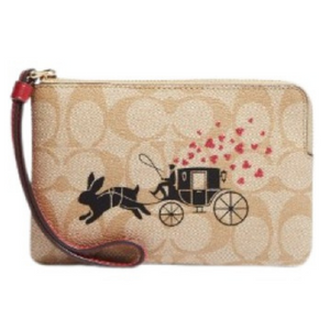 Coach Corner Zip Wristlet In Signature Canvas