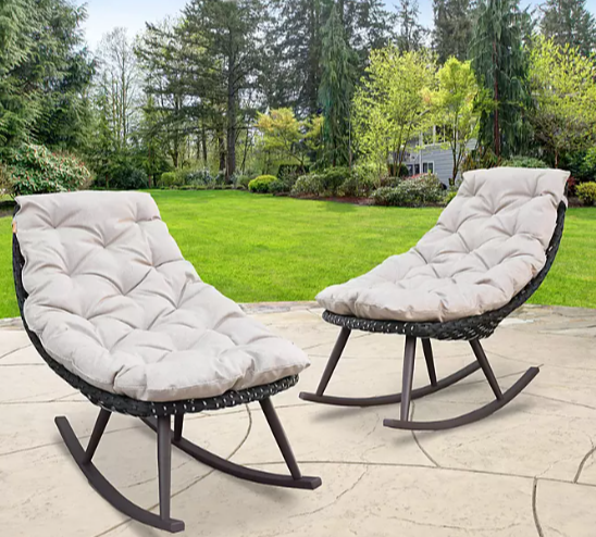 2-Piece Wicker Outdoor Rocking Chairs