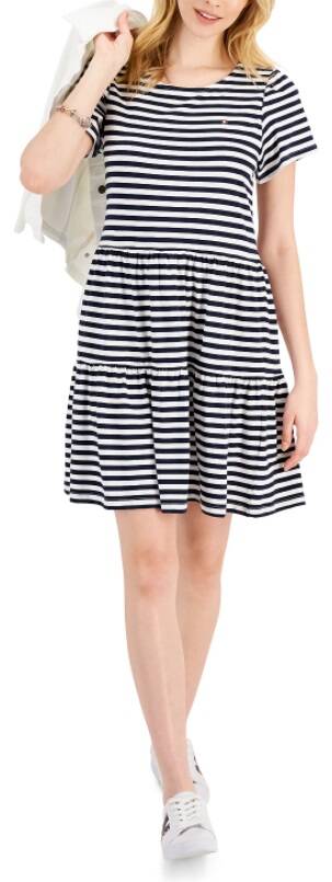 Tommy Hilfiger Striped Tiered Dress