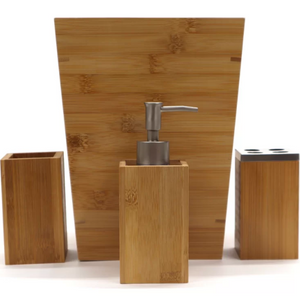 4-Piece Bamboo Bathroom Accessory Set