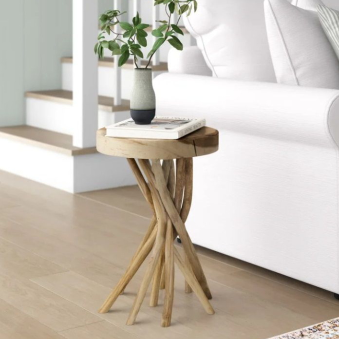 Wood 20'' Tree Stump End Table