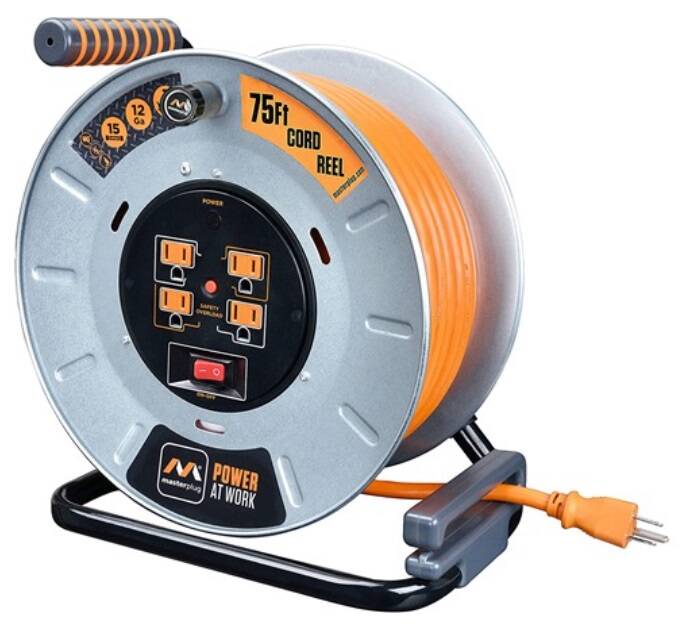 MasterPlug 75' Metal Extension Cord Reel