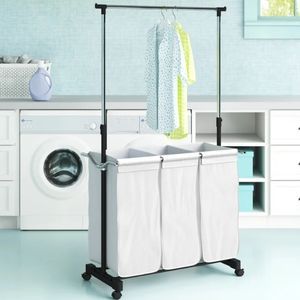 3-Basket Laundry Center w/ Hanging Bar