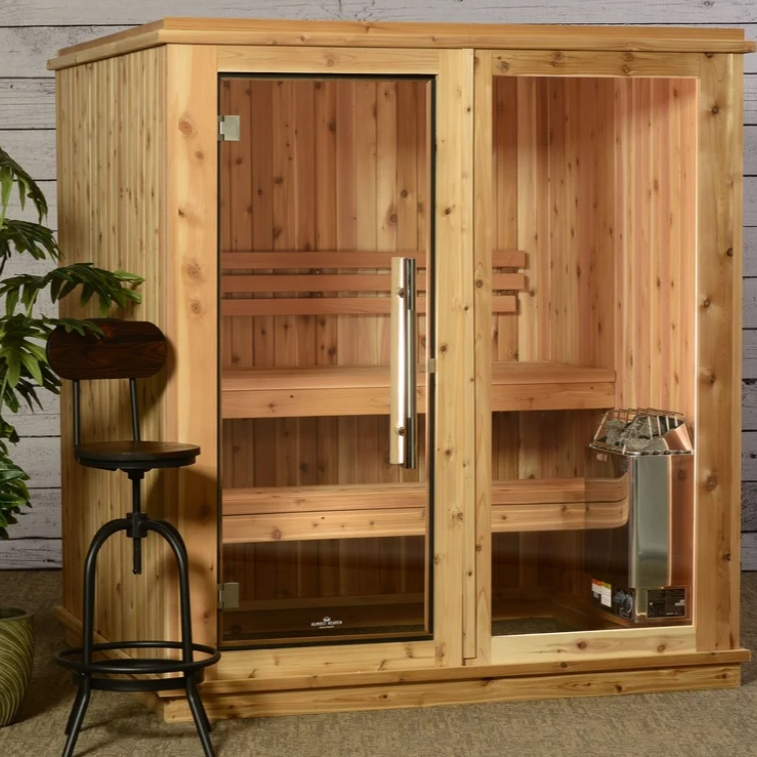 4-Person Cedar Wood Indoor Steam Sauna