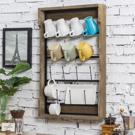 Wall Mount Wood Mug Rack