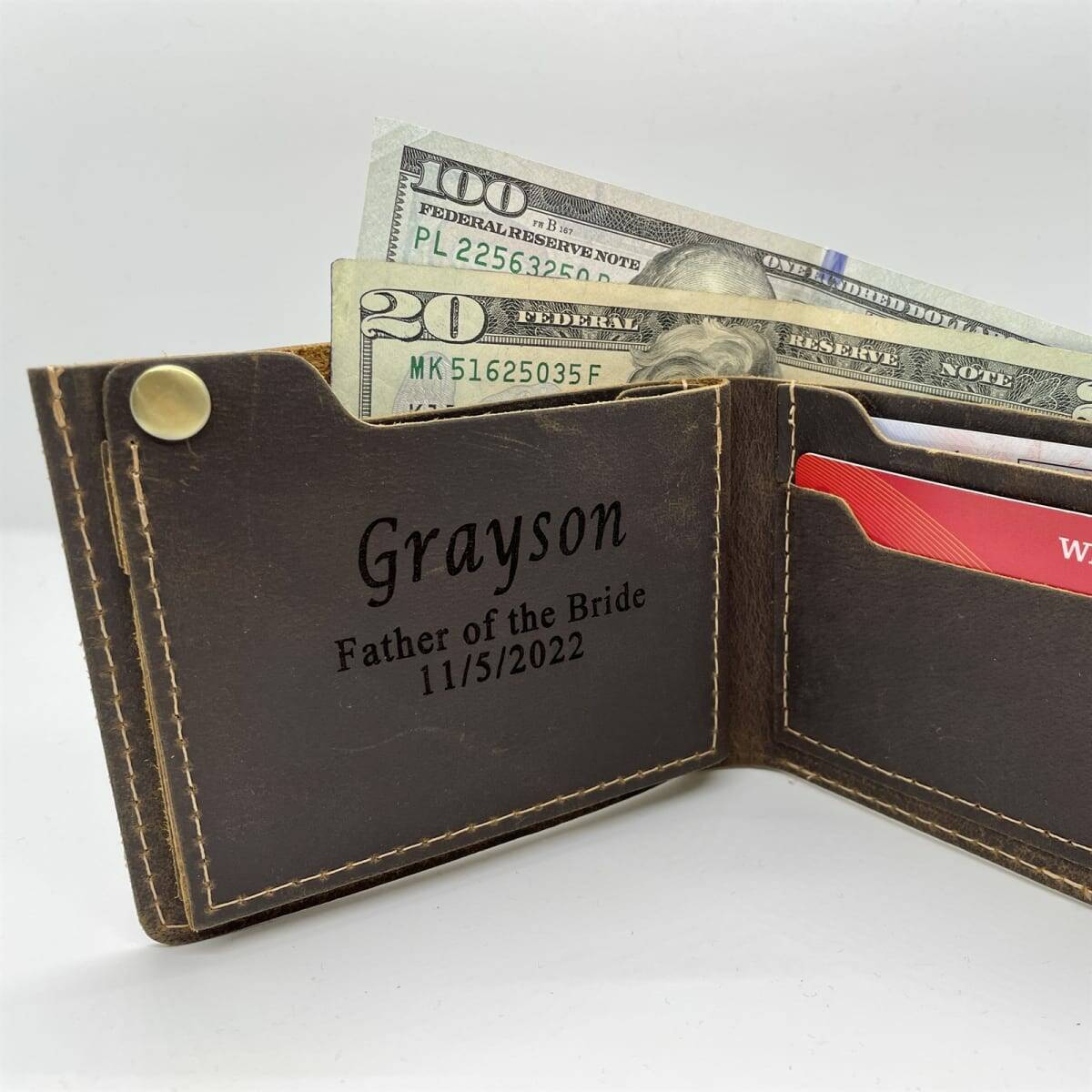 Personalized Leather Bifold Wallet