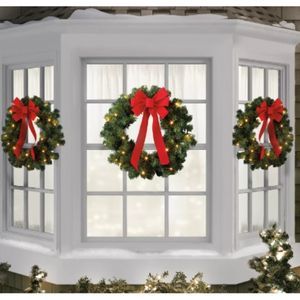 Set of 3 Faux Pre-Lit LED Christmas Wreaths