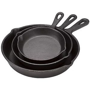 3-Piece Pre-Seasoned Cast Iron Pan Set