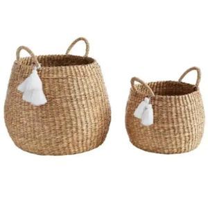 Set of 2 Natural Seagrass Baskets