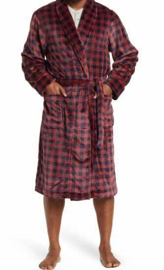 Men's Patterned Plush Robe