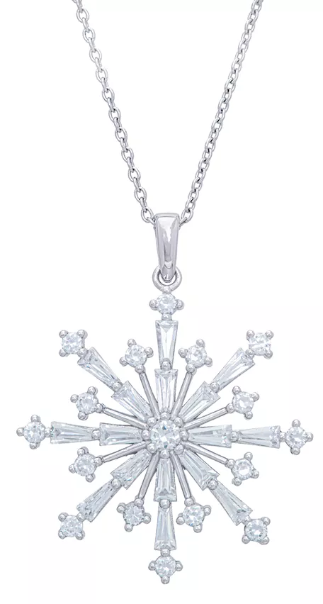 Macy's Silver Plated CZ Snowflake Necklace