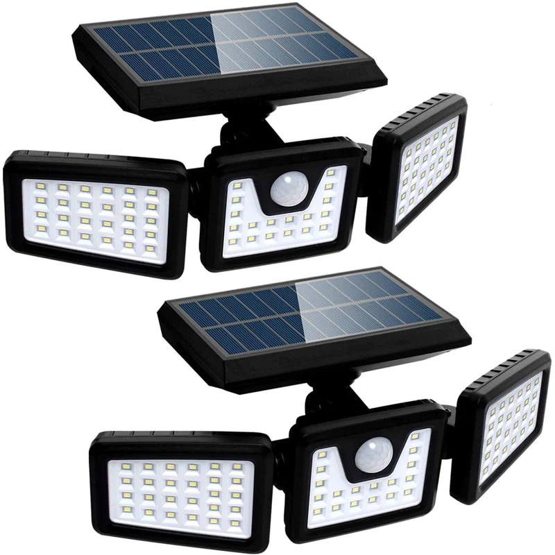 2-Pack 3-Head Waterproof Solar Motion Sensor Lights