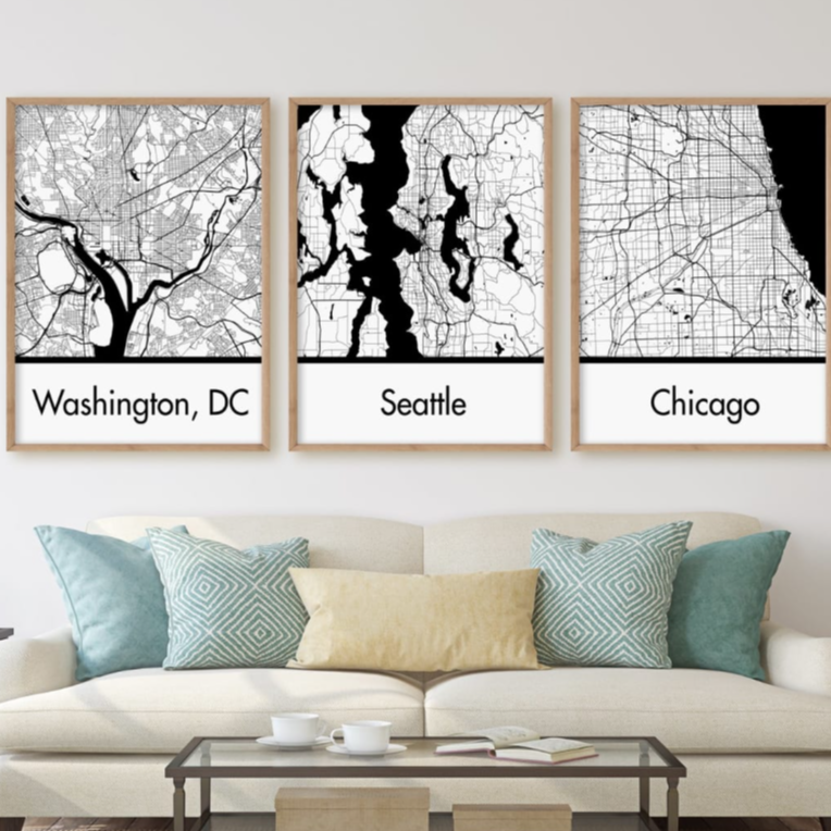 Map Graphic Art Posters